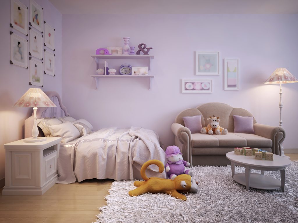 Chambre bleu et violette pour fille