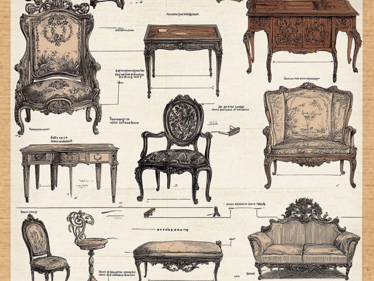 Dessin de styles de meubles anciens