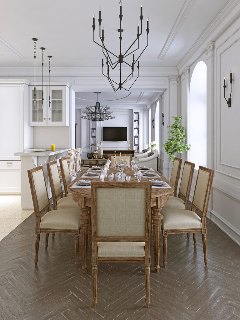 Belle salle à manger avec toutes ses chaises