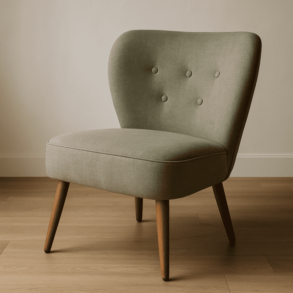 Chaise vintage en tissu vert